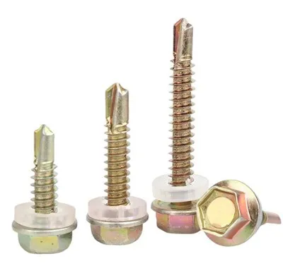 Sgriwiau Drilio Pen Hex Flange gyda Golchwr Pvc